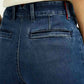Women's Redloop Dark Blue Ribcage Straight Fit High Rise Jeans - Detail View