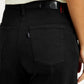 Women's Redloop Black Ribcage Wide Leg Fit High Rise Jeans - Detail View