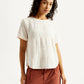 Women's Self Design Off White Round Neck Top - Styleshot View