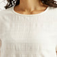 Women's Self Design Off White Round Neck Top - Detail View