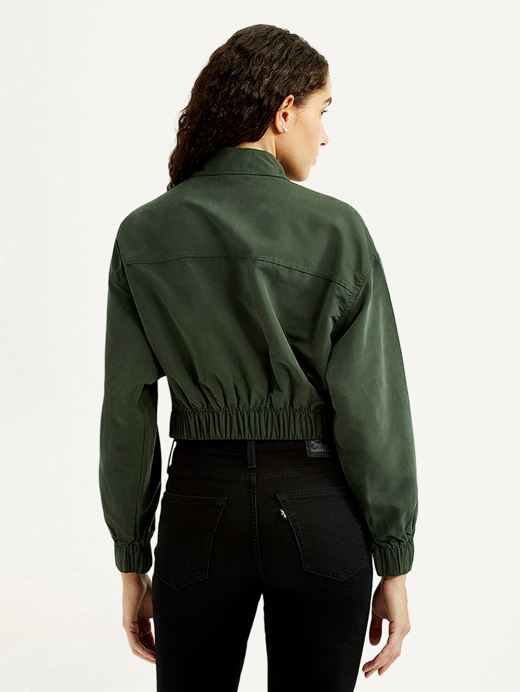 Women's Solid Regular Fit Trucker Jacket - Back View