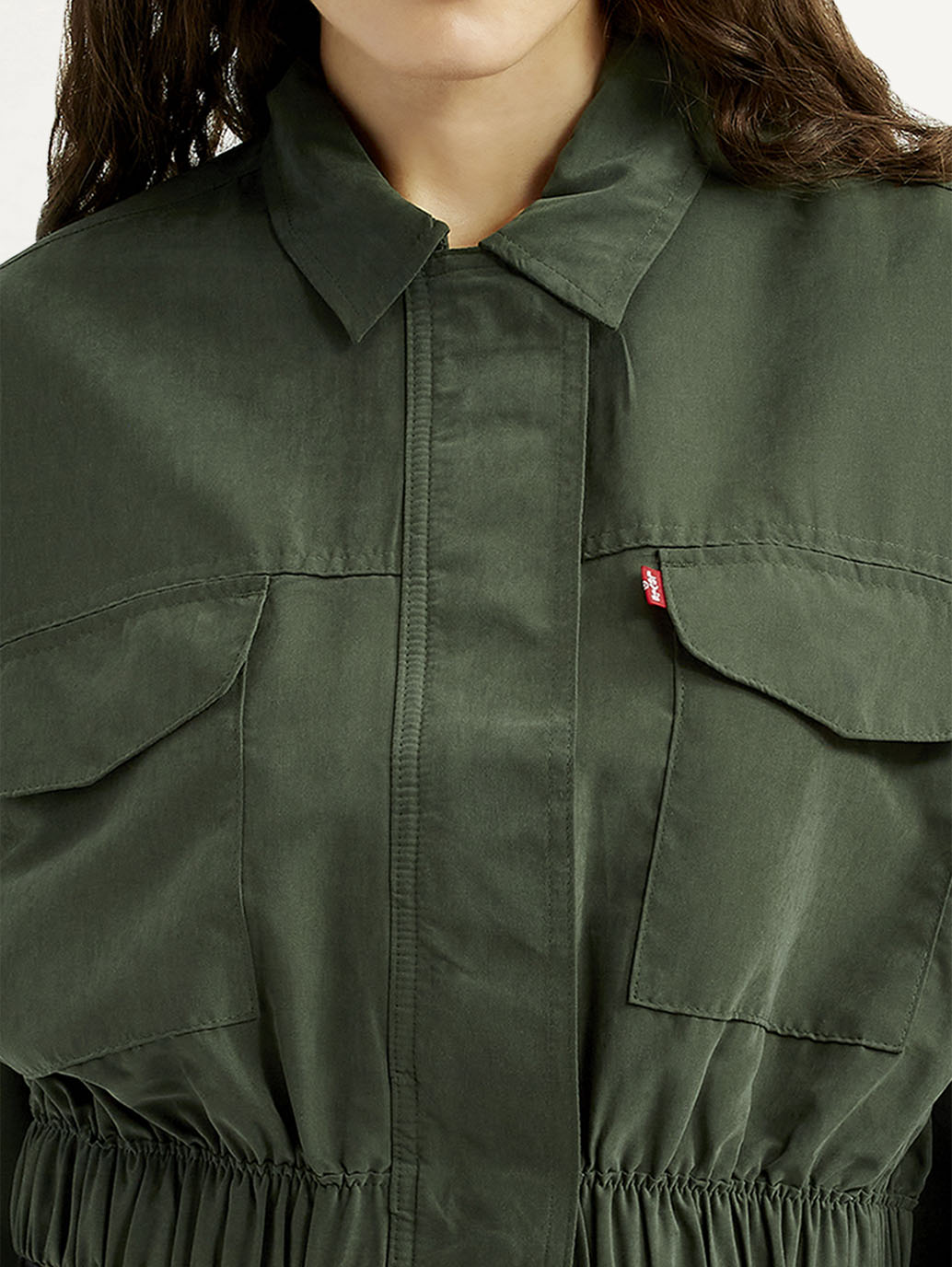 Women's Solid Regular Fit Trucker Jacket - Detail View