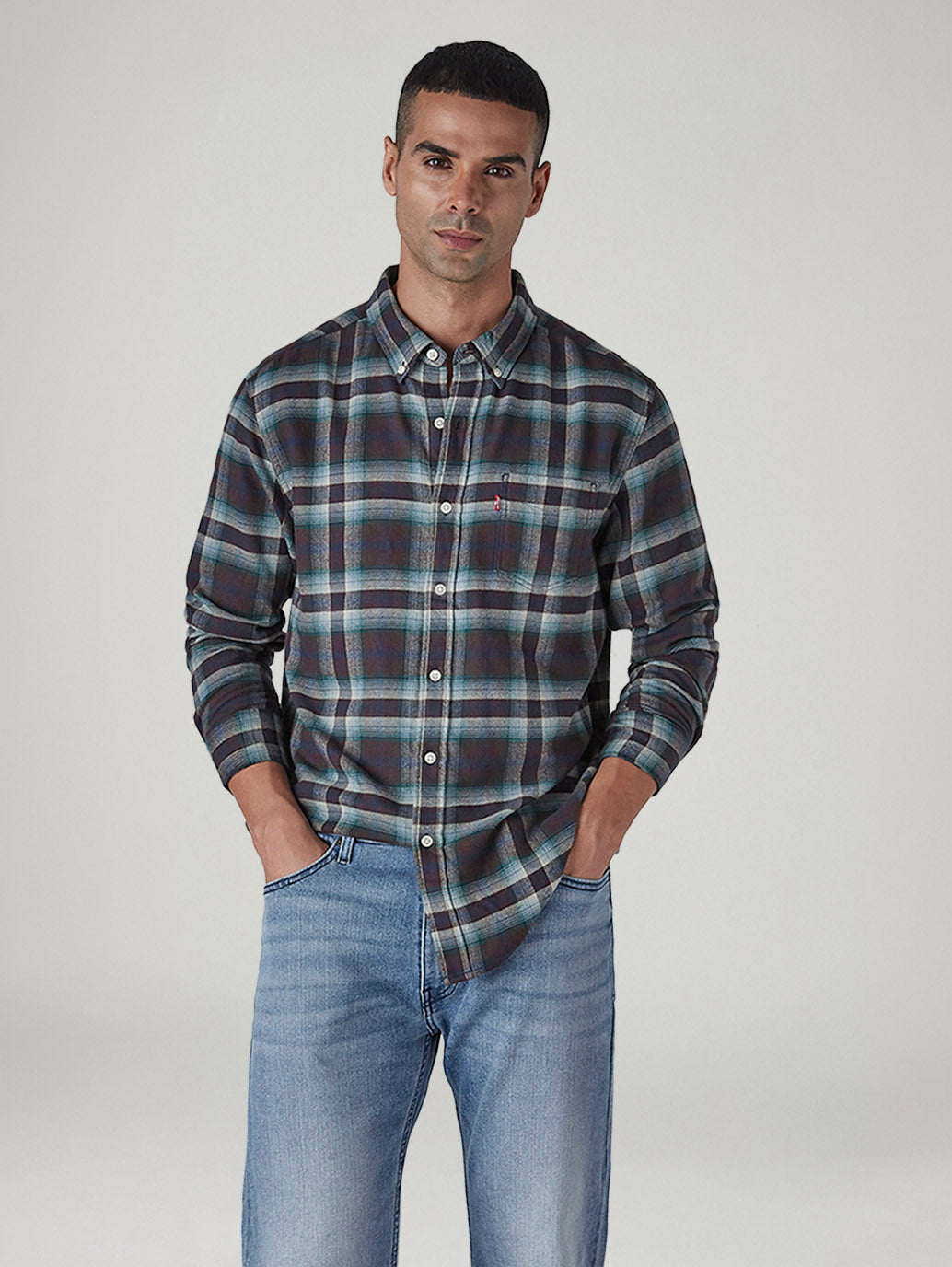 Men's Checkered Slim Fit Flannel Shirt