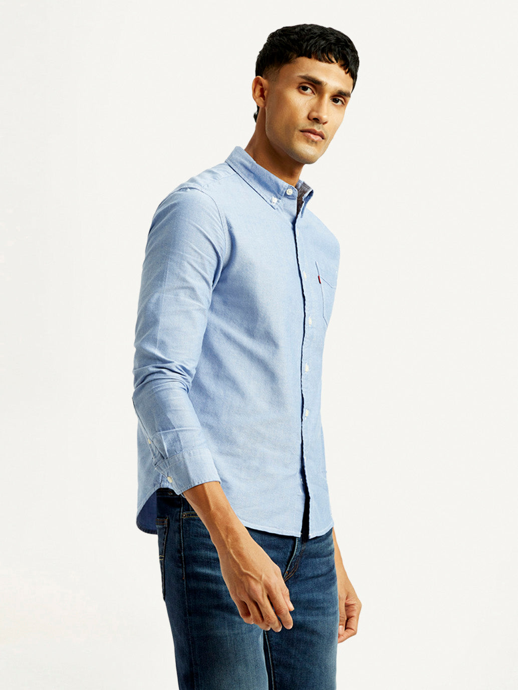 Men's Solid Slim Fit Oxford Shirt - Side View