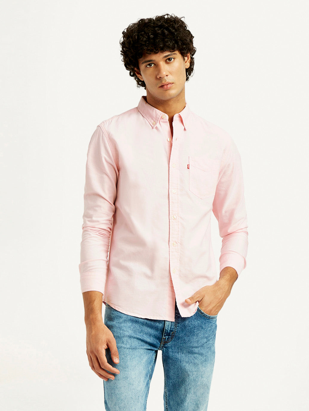 Men's Solid Slim Fit Oxford Shirt - Styleshot View