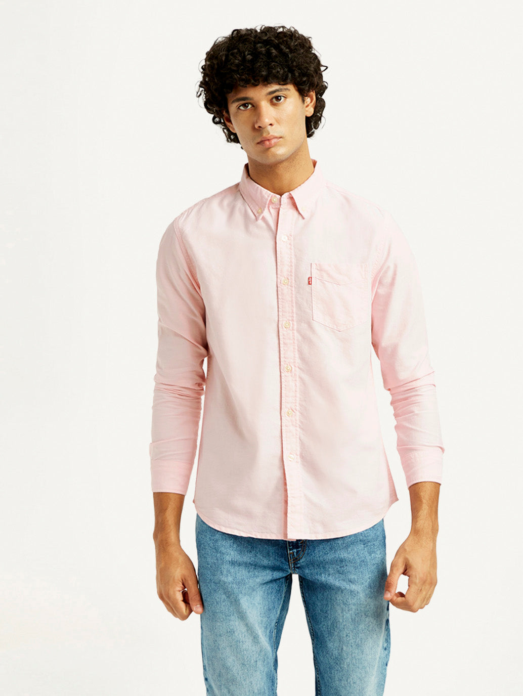 Men's Solid Slim Fit Oxford Shirt - Front View