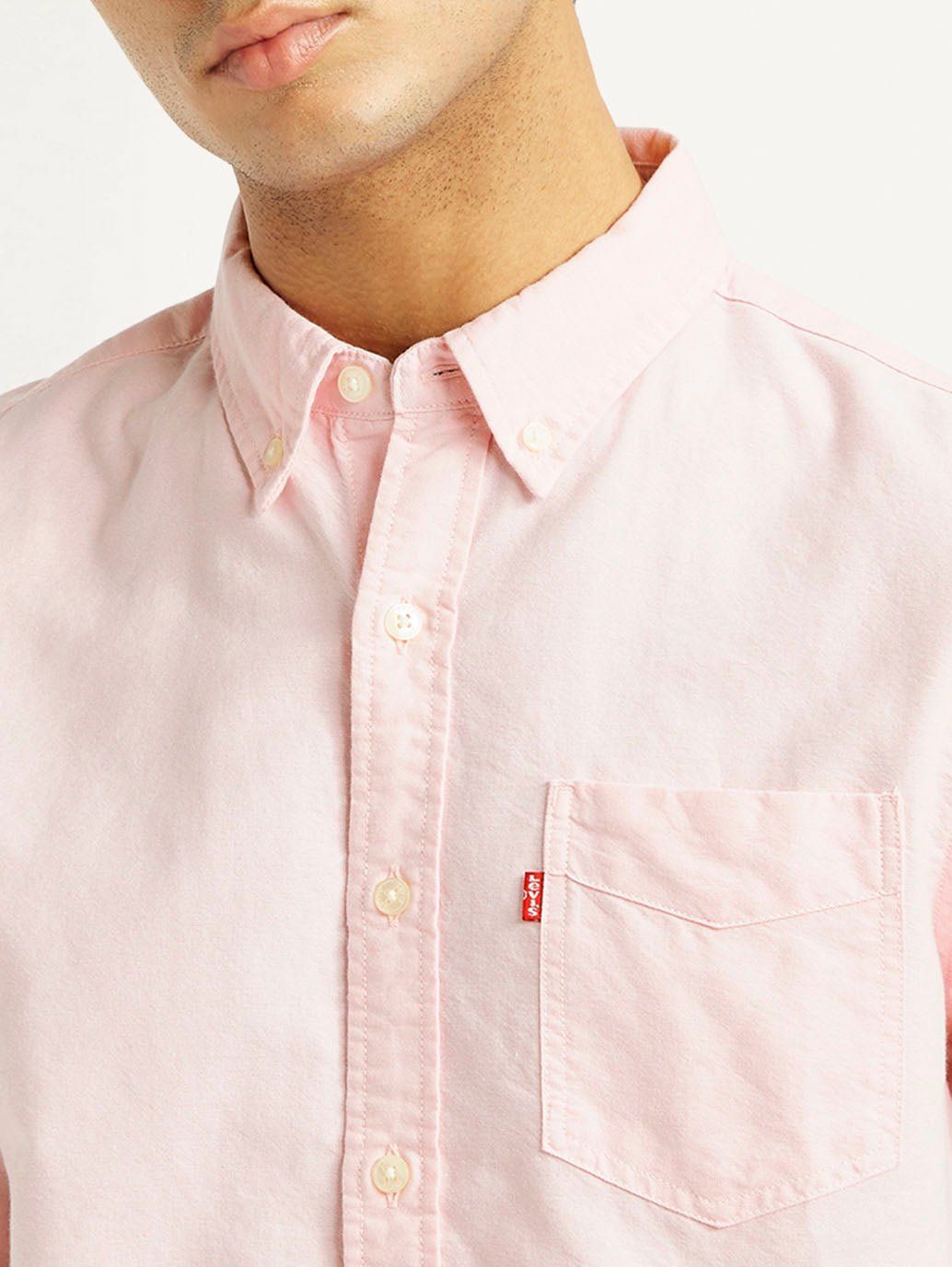 Men's Solid Slim Fit Oxford Shirt - Detail View