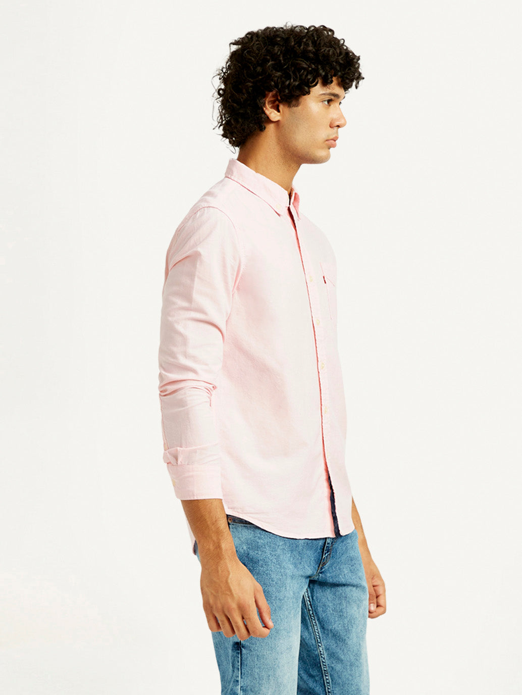 Men's Solid Slim Fit Oxford Shirt - Side View