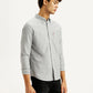 Men's Solid Light Grey Slim Fit Shirt - Side View