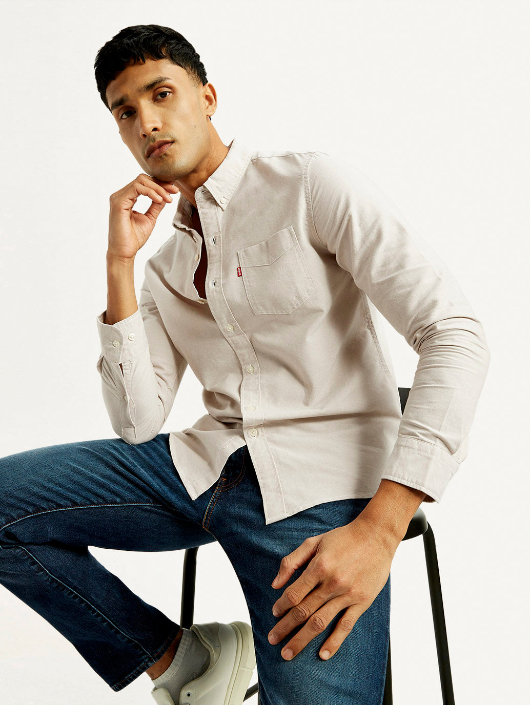 Men's Solid Slim Fit Oxford Shirt