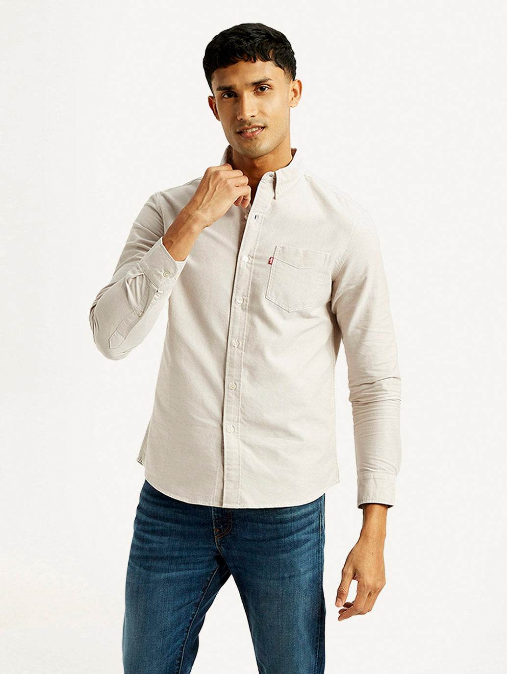 Men's Solid Slim Fit Oxford Shirt - Styleshot View