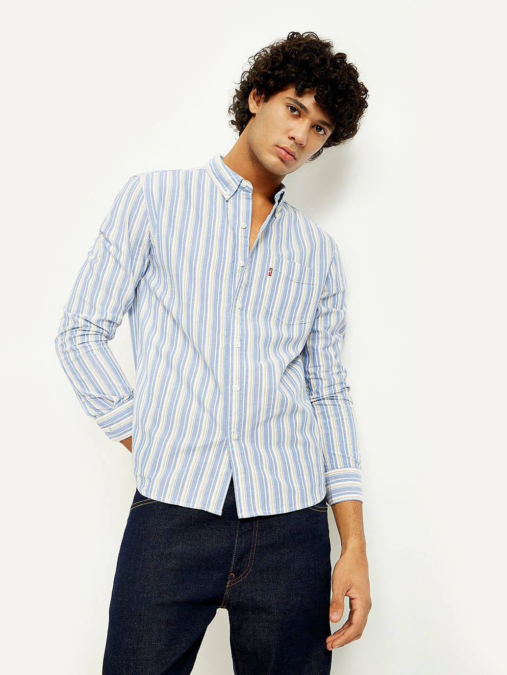 Men's Striped Slim Fit Oxford Shirt