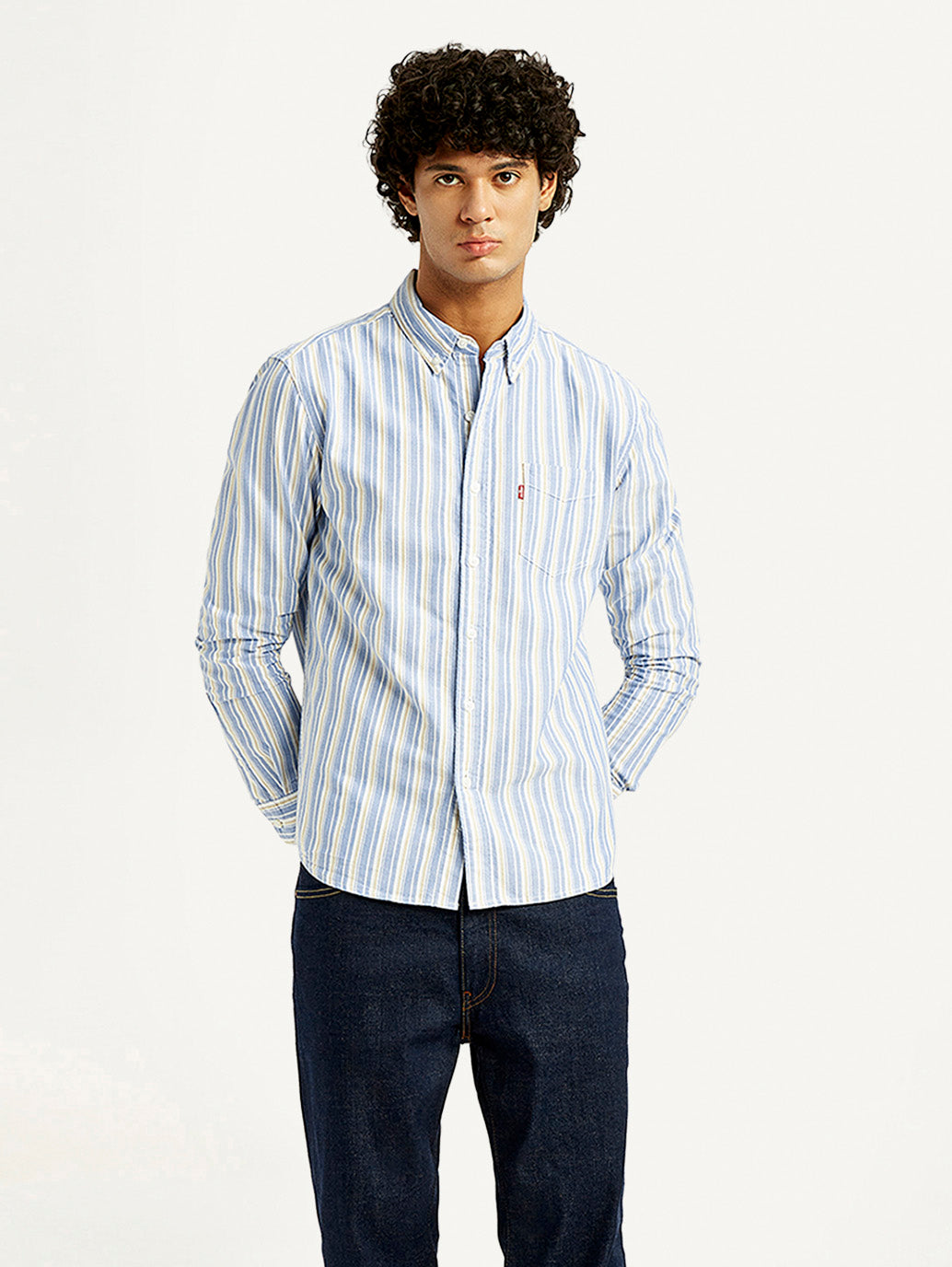 Men's Striped Slim Fit Oxford Shirt - Styleshot View