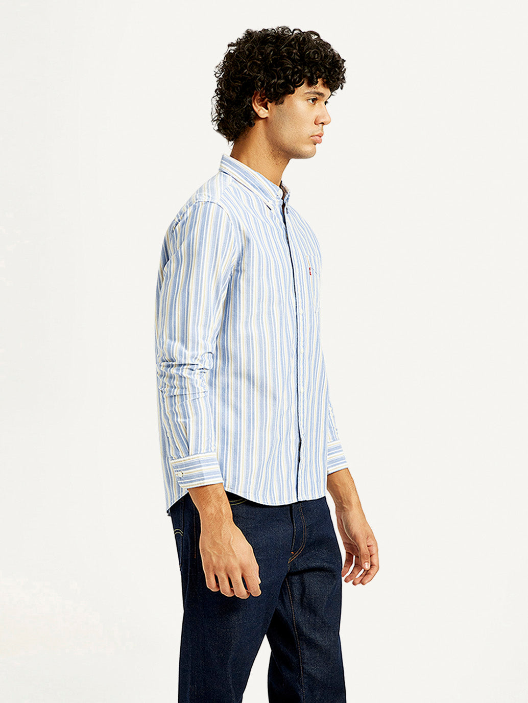 Men's Striped Slim Fit Oxford Shirt - Side View