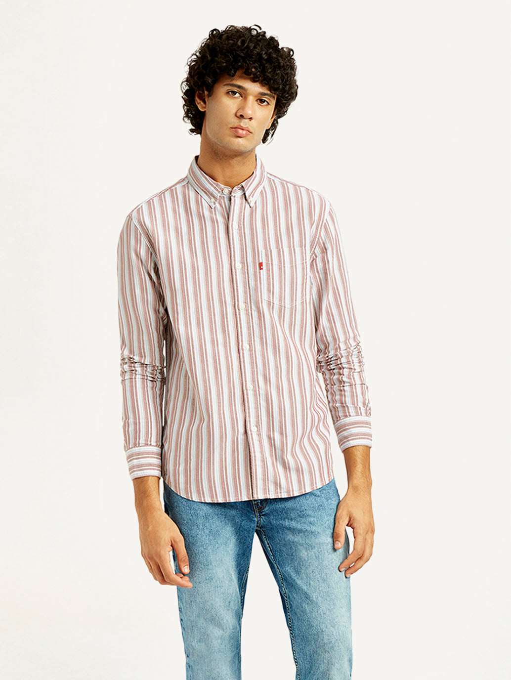 Men's Striped Slim Fit Oxford Shirt