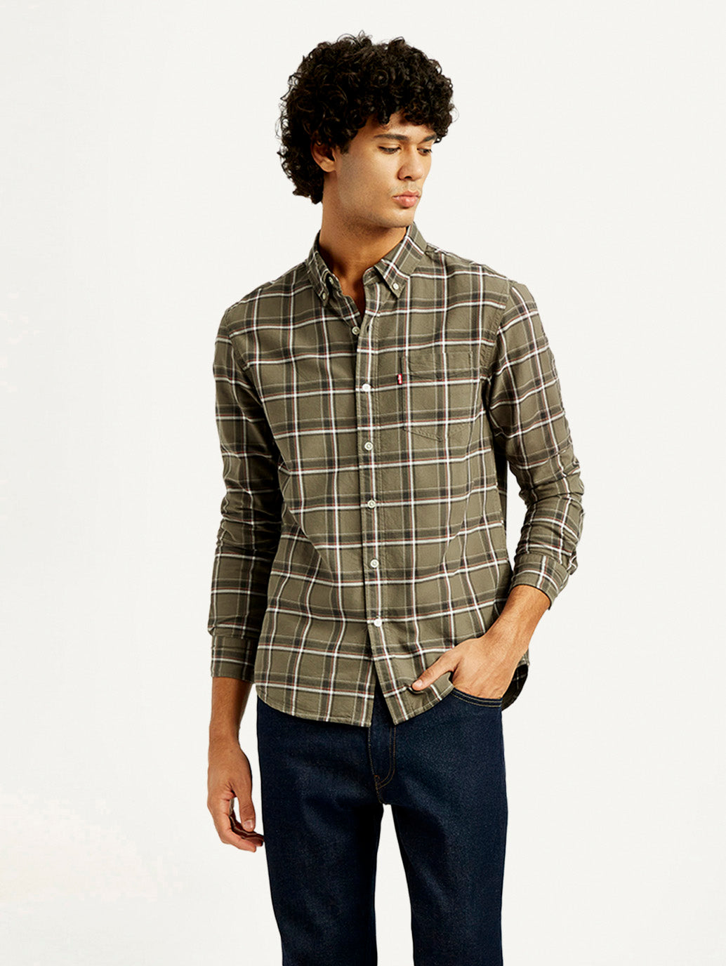 Men's Checkered Slim Fit Oxford Shirt - Styleshot View