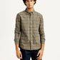 Men's Checkered Slim Fit Oxford Shirt - Front View
