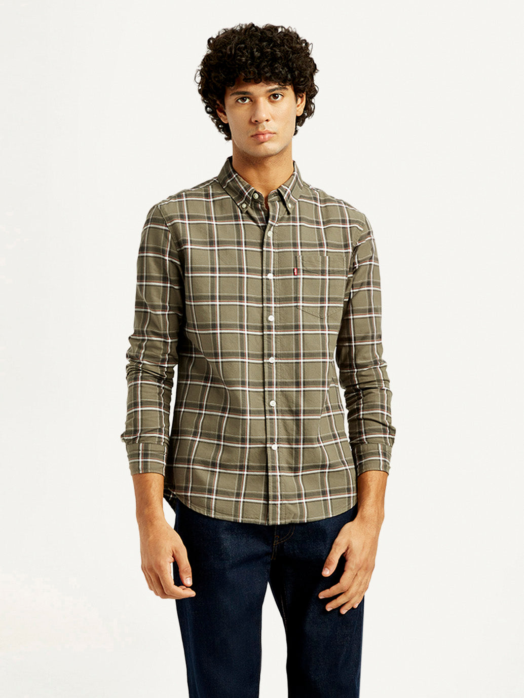 Men's Checkered Slim Fit Oxford Shirt