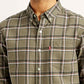 Men's Checkered Slim Fit Oxford Shirt - Detail View