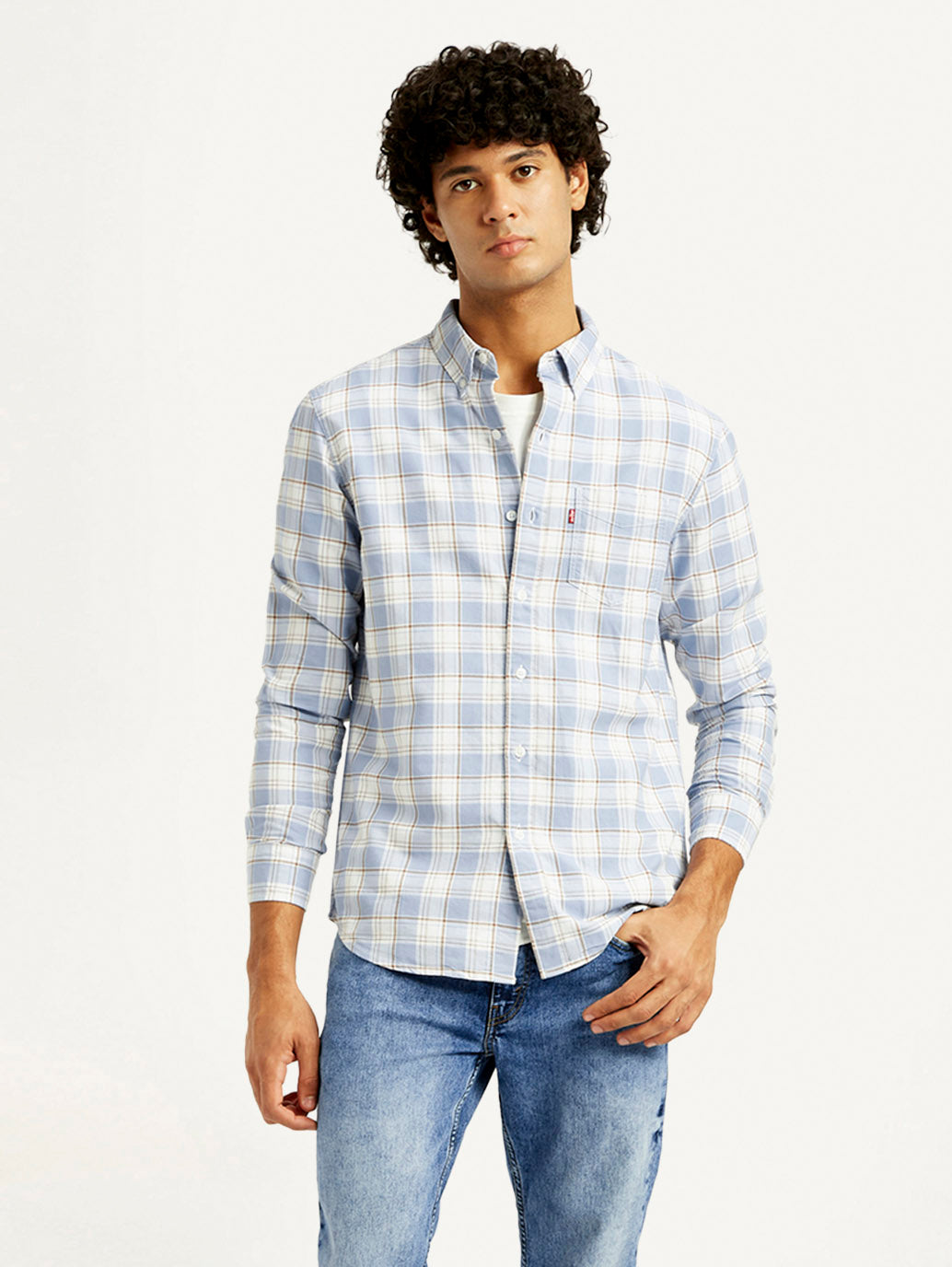 Men's Checkered Slim Fit Oxford Shirt - Styleshot View