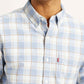 Men's Checkered Slim Fit Oxford Shirt - Detail View