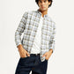 Men's Checkered Slim Fit Oxford Shirt - Elevated View