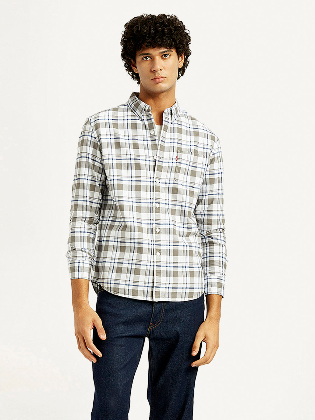 Men's Checkered Slim Fit Oxford Shirt - Styleshot View