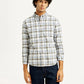 Men's Checkered Slim Fit Oxford Shirt - Front View