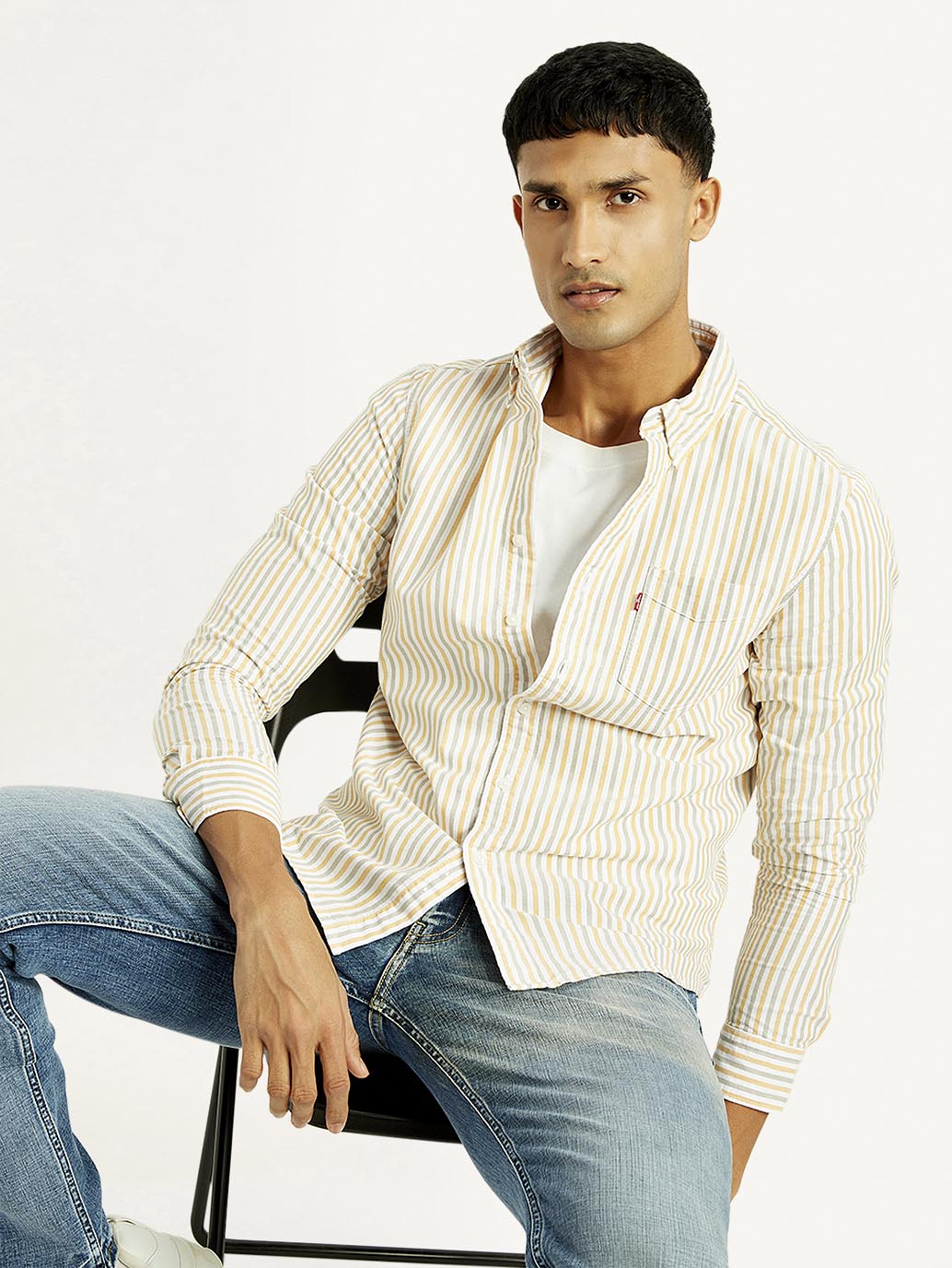 Men's Striped Slim Fit Oxford Shirt