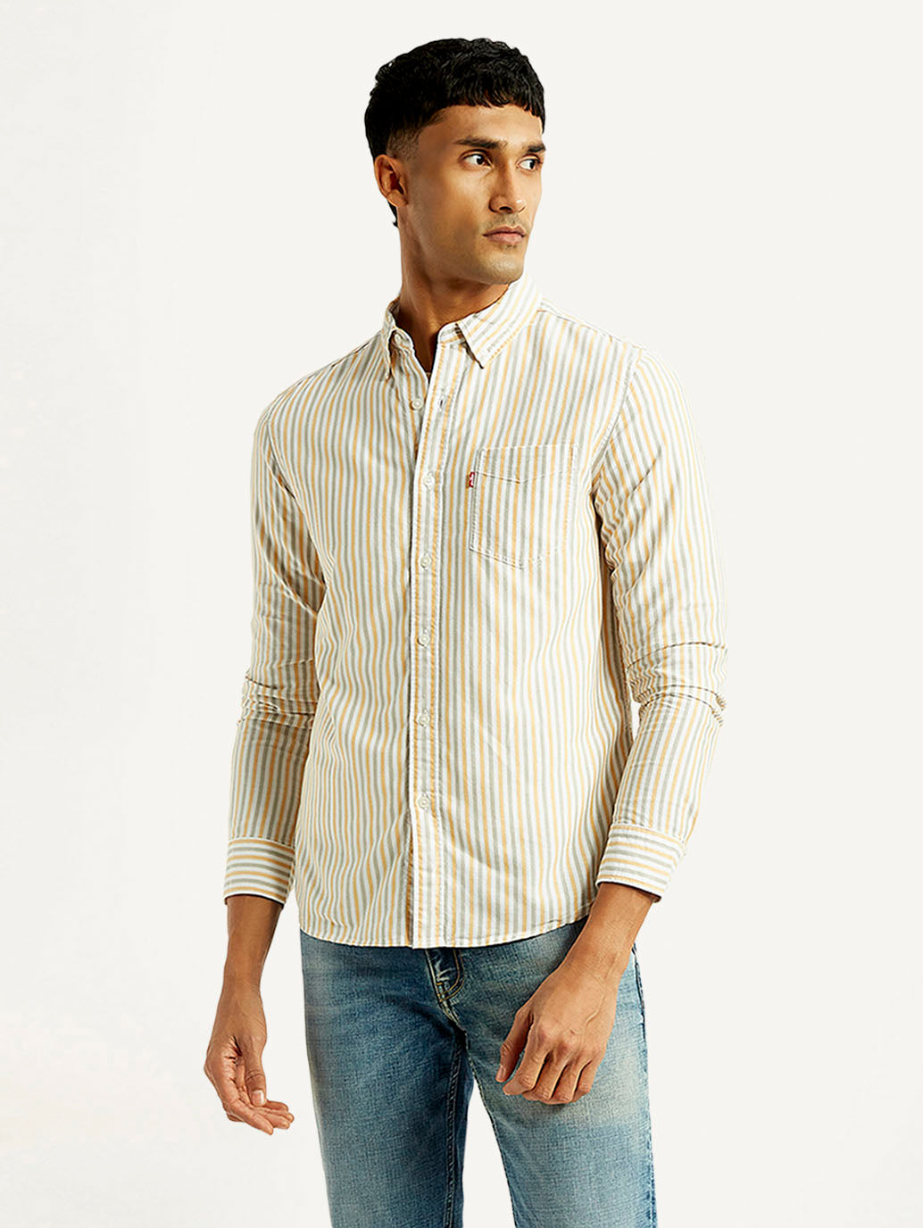 Men's Striped Slim Fit Oxford Shirt - Styleshot View