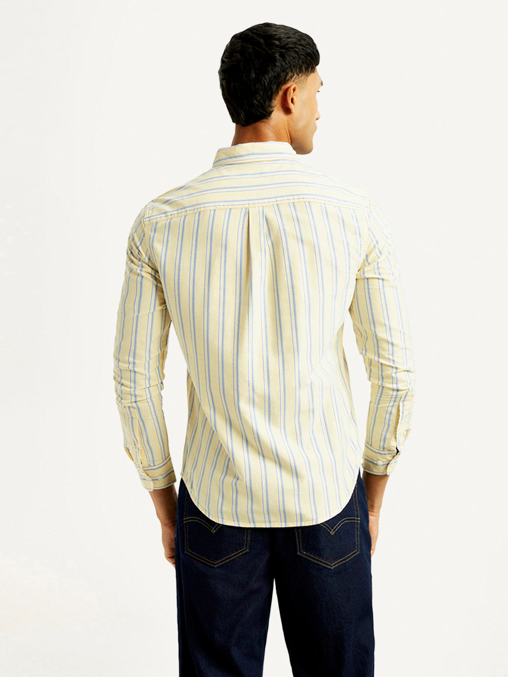 Men's Striped Slim Fit Oxford Shirt - Back View