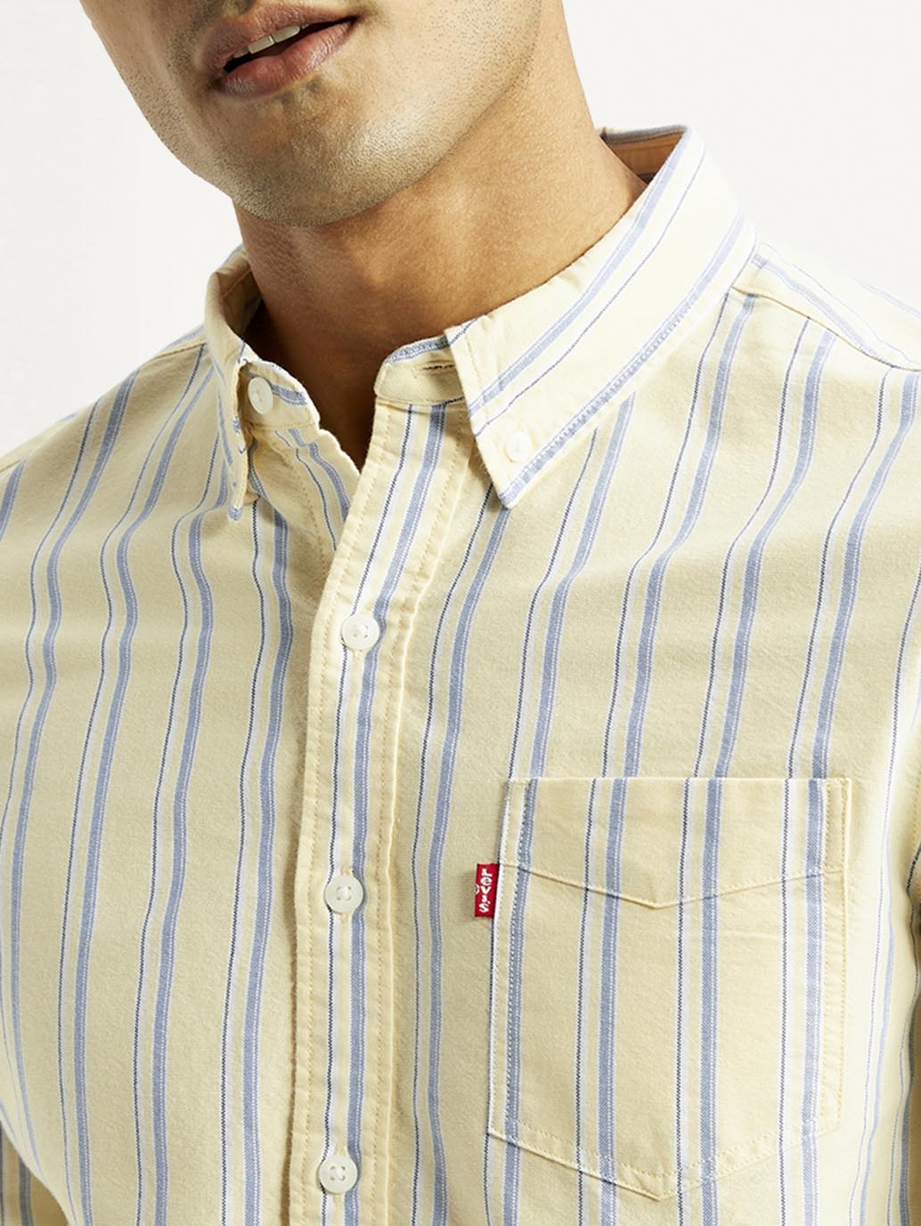 Men's Striped Slim Fit Oxford Shirt - Detail View