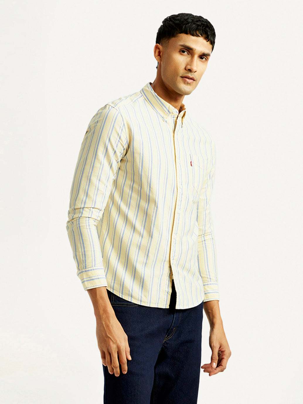 Men's Striped Slim Fit Oxford Shirt - Side View