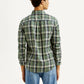 Men's Checkered Green Slim Fit Shirt - Back View
