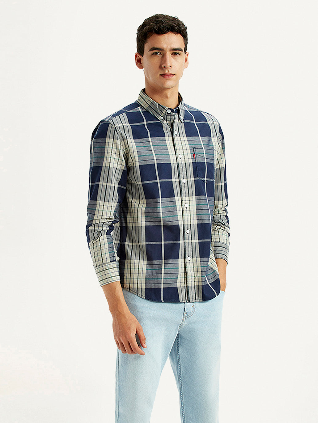 Men's Checkered Multi Color Slim Fit Shirt - Side View