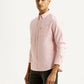Men's Solid Light Pink Slim Fit Shirt - Side View