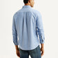 Men's Solid Light Blue Slim Fit Shirt - Back View