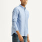 Men's Solid Light Blue Slim Fit Shirt - Side View