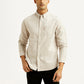Men's Solid Beige Slim Fit Shirt - Front View