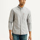 Men's Solid Light Grey Slim Fit Shirt - Front View