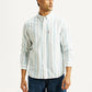 Men's Striped White Slim Fit Shirt - Front View