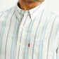 Men's Striped White Slim Fit Shirt - Detail View