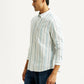 Men's Striped White Slim Fit Shirt - Side View