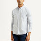 Men's Striped White Slim Fit Shirt - Front View