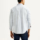 Men's Striped White Slim Fit Shirt - Back View