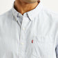 Men's Striped White Slim Fit Shirt - Detail View