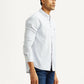 Men's Striped White Slim Fit Shirt - Side View