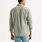 Men's Striped Olive Slim Fit Shirt - Back View
