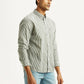 Men's Striped Olive Slim Fit Shirt - Side View