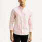 Men's Striped Light Pink Slim Fit Shirt - Front View